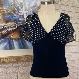 Byer California Crinkle Sheer Polka Dots Overlay Knit Top